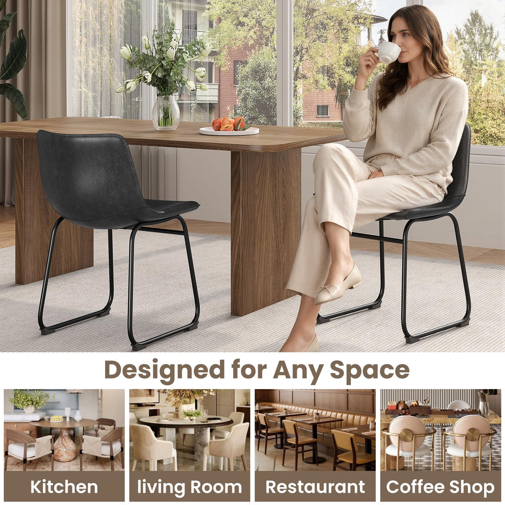Black PU Leather Dining Chairs Set of 6 F3241