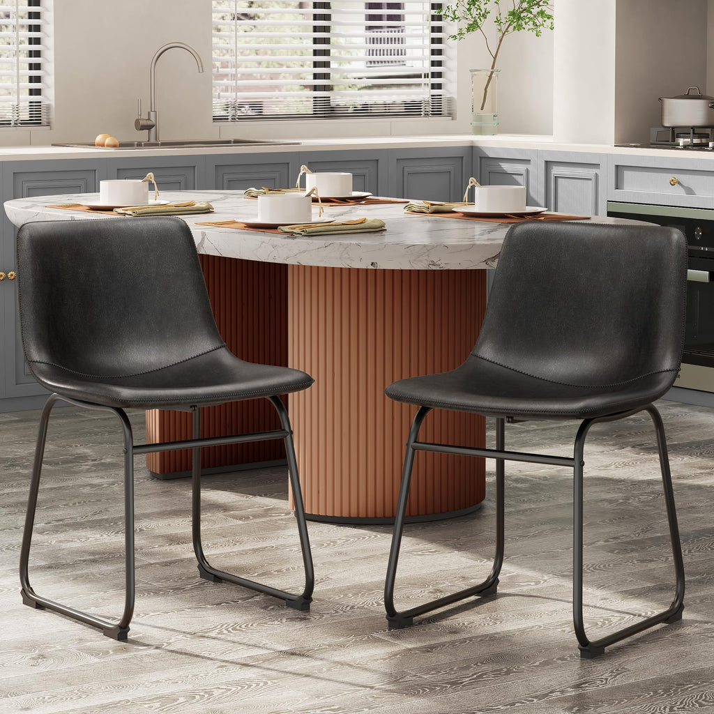Black PU Leather Dining Chairs Set of 6 F3241