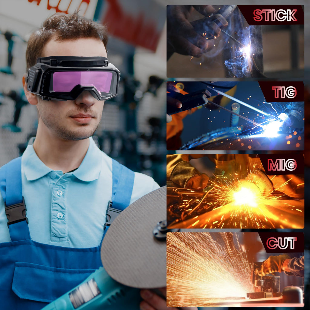 Auto Darkening Welding Goggles with Welder Mask and 10 Replacement Lenses F9172