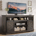 63" Oak Corner TV Stand with Barn Door J5658